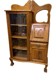 Vintage Oak Side By Side Secretary/curio Desk