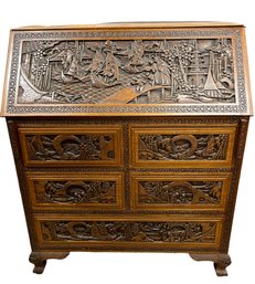 Chinese Hand-carved Secretary Desk