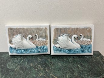 Swedish Ceramic Swan Wall Plaque From The WWF Collection, Designed By Staffan Johnson For JIE Gantofta-shippab