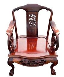Pair Of Chinese Fabulous Carved Rosewood Armchairs