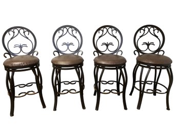 Four Metal Swivel Bar/kitchen Stools