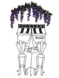 Large Metal Bistro Sign With Wisteria Garland Decoration