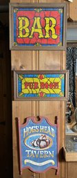 Three Vintage Bar Signs- Shippable