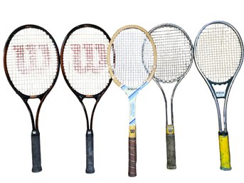 Five Vintage Wilson Tennis Rackets