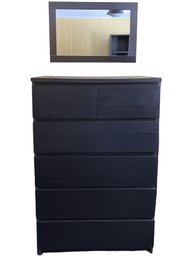 Black Ikea Six Drawer Dresser With Mirror