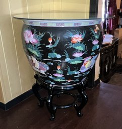 Large Koi Chinese Bowl With Stand
