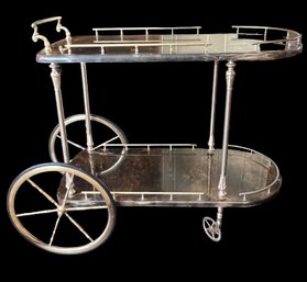 Vintage Beautiful Unique Goatskin Tea Cart Gilded