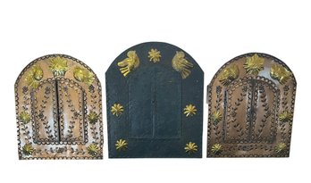 Three Vintage Mexican Tin Arching Wall Mirrors -shippable