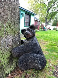 Wood Carved Hugging Tree Bear
