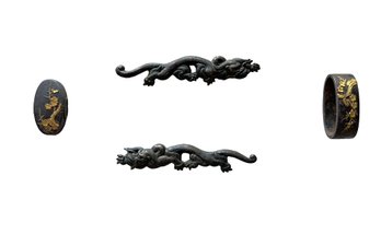 Antique Japanese Fuchi-Kashira & Menuki Unique Gift For The Weapons Collector -SHIPPABLE