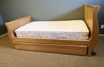 Natural Oak Sleigh Trundle Bed