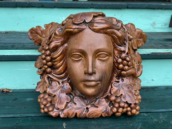 Vintage Architectural Sculpture Corbel Head Of Bacchante