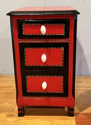 Red And Black 3 Drawer Table
