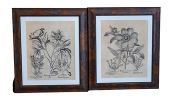 Pair Of Framed Black And White Peony Florals