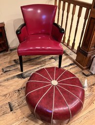 Vintage Red Chair And Ottoman