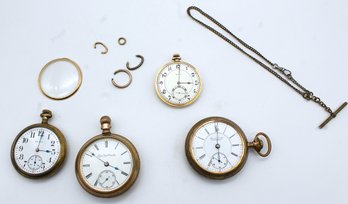 Four Pocket Watches And One Fob- Shippable