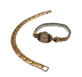 Vintage 10k Gold Filled Elgin DeLuxe Ladies Watch Speidel  And Bracelet-shippable