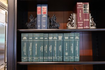 15 Leather Vintage Law Books With 2 Pairs Of Book Ends