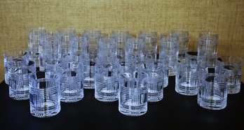 RALPH LAUREN Vintage Glen Plaid High & Lowball Crystal Glasses