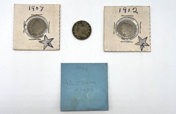 United States Of America 1912, 1907 And 1909 Liberty Head 'v' Nickels - Shippable
