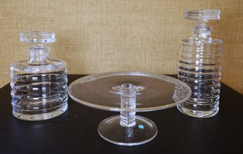 TIFFANY And Co Cake Plate And 2 Global Views Decanters