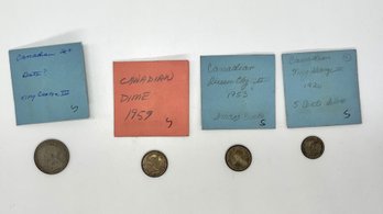 4 Silver Vintage Canadian SILVER  Coins - Shippable