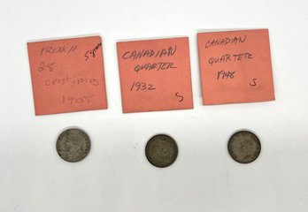 Three Silver Vintage Canadian Silver Coins - Shippable