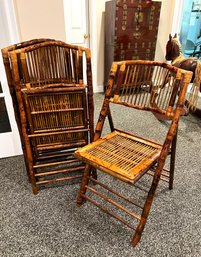SET 4 VINTAGE BAMBOO FOLDING CHAIRS