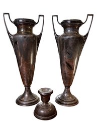 Sterling Silver Handles Vases And Candle Stick Holder