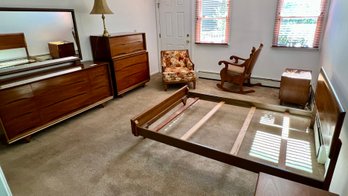 Mid Century Modern Queen Bed , Long Dresser And Highboy Dresser Kent-coffey "Elegante"