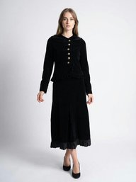 Fabulous Vintage Velvet Two Piece Skirt And Top Outfit - Shippable