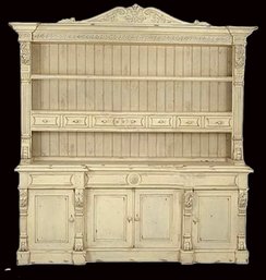 Beautiful Large French Country Buffet Display Hutch- 2 Piece