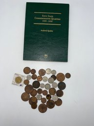 A Collection Of Old European Coins And State Quarters -shippable