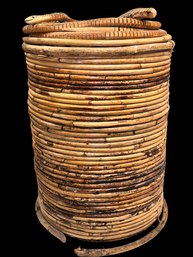 Vintage Basket With Snakes On Lid
