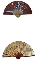 Vintage Chinese Large Wall Decorative Hand Painted FANS