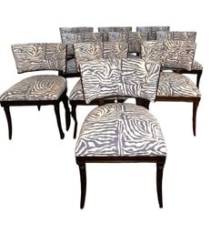 10 Blue And White Zebra Print Sturdy Dining Chairs 'The Gabrielle'