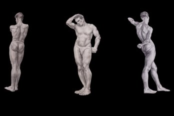 3 Charcoal Male Model Nudes - Shippable