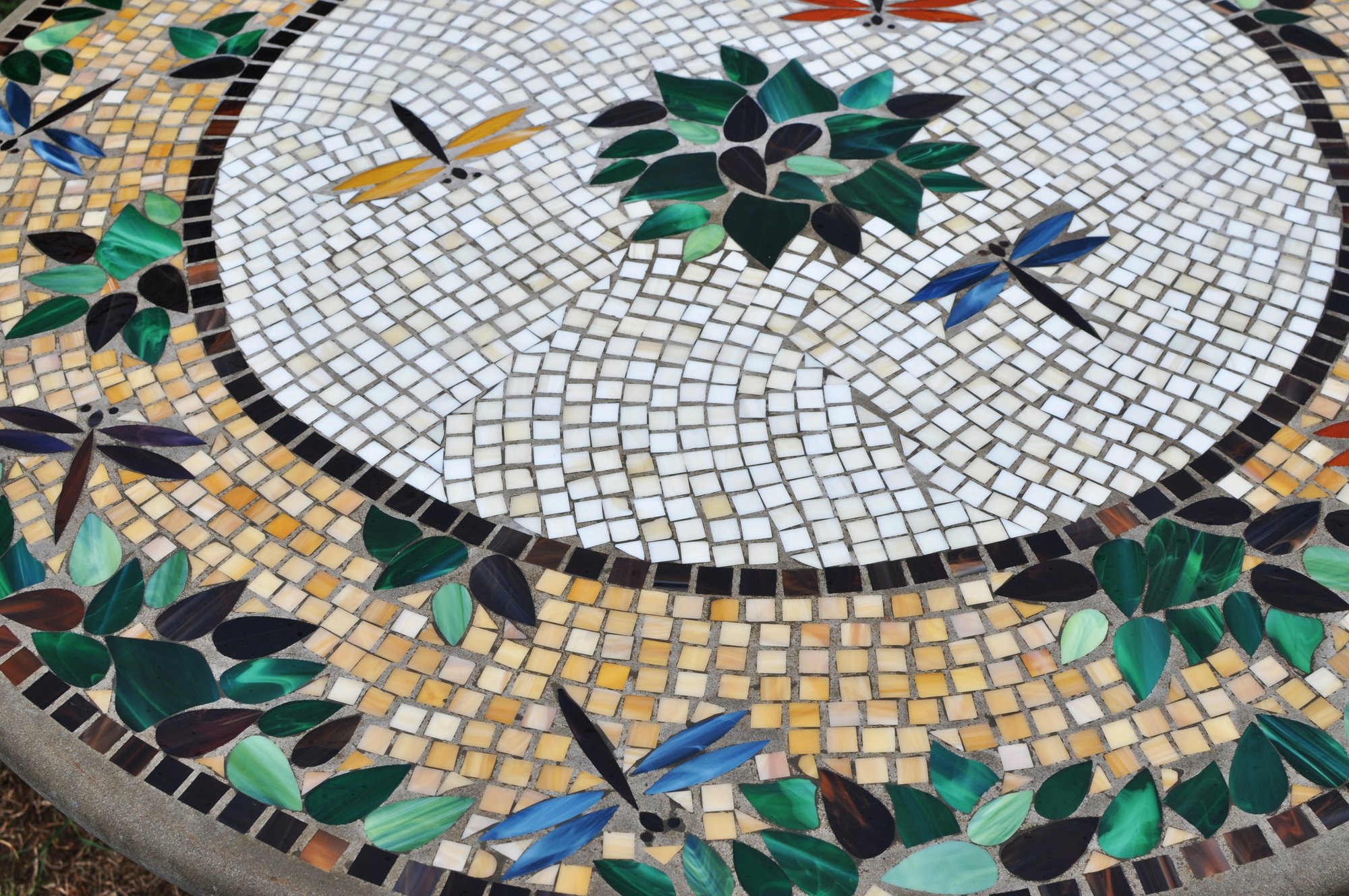 Large Gorgeous Mosaic Dragonfly Inlay Art Pietradura Garden Patio Table ...