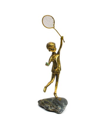 Malcolm Moran (1923-2011) Miniature Bronze Sculpture Of Tennis Player