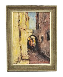 John Martini Watermulder (1916-2004)  Street Scene With Archway Oil Painting