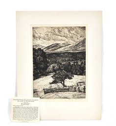 Luigi Lucioni (1900-1988) Signed Original Etching ' The Steeple In The Mountains', 1946