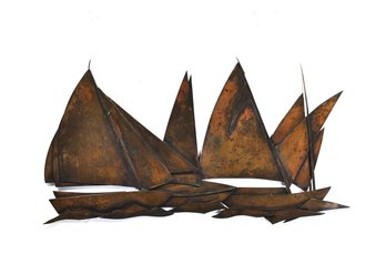 Homer Gunn (1899-1966)  Abstract Sailboats, Welded Brass Wall Sculpture