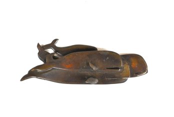 Homer Gunn (1899-1966) Abstract Brass Whale Sculpture, Mid-Century Modern