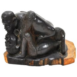 Vintage Tribal Carved Ebony Wood Sculpture