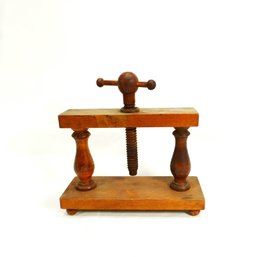 Antique Wooden Bookbinding / Book Press With Screw Mechanism