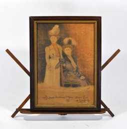 Wm. A. Fusco (American, 19th Century) -Framed Portrait Drawing Of Two Women, Inscribed