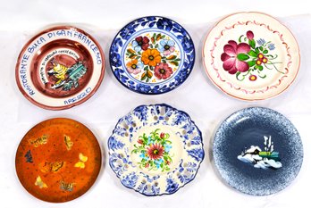 Set Of 6 Hand-Painted Decorative Plates  Italian, French & European Faence