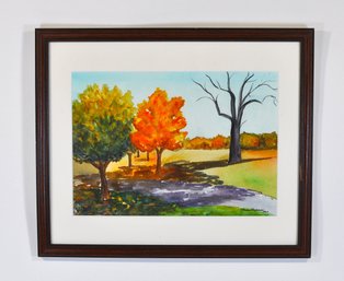 E. Stedman (Contemporary) Autumn Landscape Watercolor