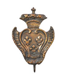 Antique French Bronze Fleur-de-Lis Wall Hook With Crowned Shield, 19th C.