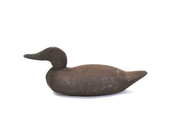 Vintage Primitive Hand-Carved Wooden Duck Decoy, Weighted Base